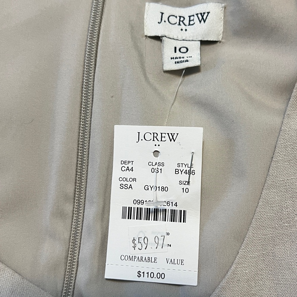 JCrew Scalloped Shift Dress 10 NWT Tan - Picture 5 of 9